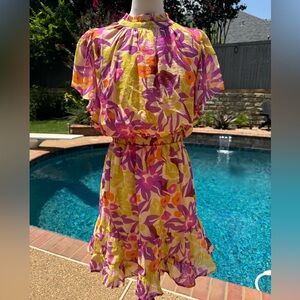 Floral high neck dress